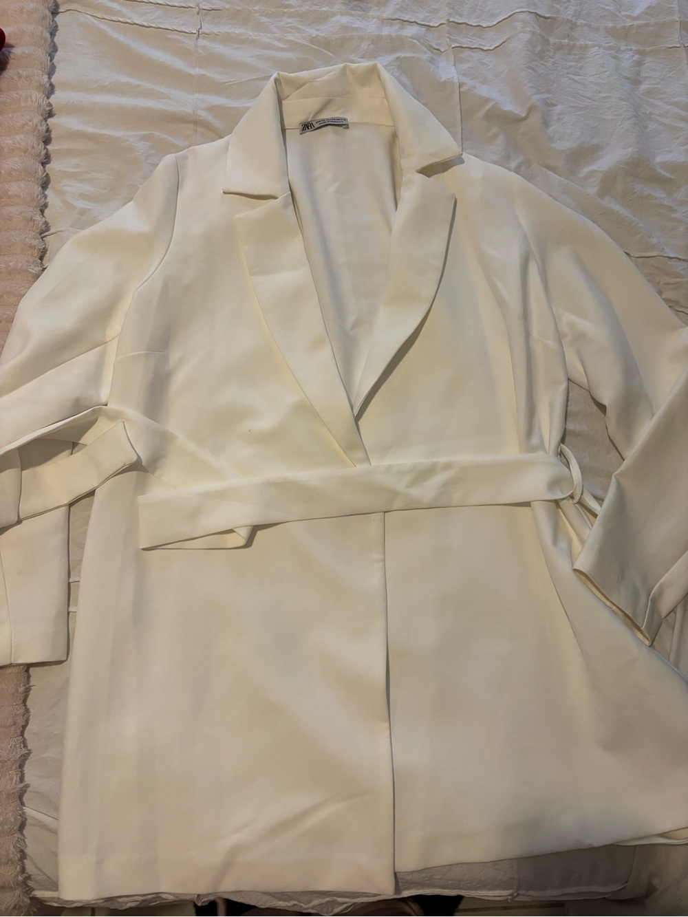 Zara Cream Belted Blazer Jacket